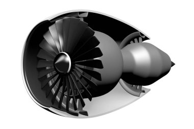 3D jet motoru - açık görünüm/yandan görünüm