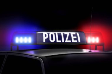 Polis mavi ve kırmızı ışıklar - polis (Türkçe) / Polizei (Almanca)