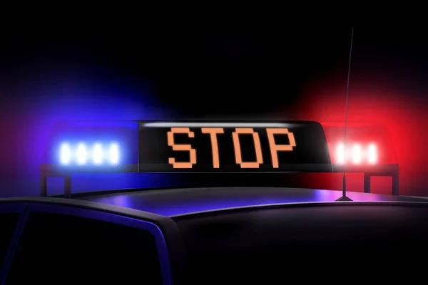 Blaue Und Rote Polizeilichter Polizei Haltestelle — Stockfoto