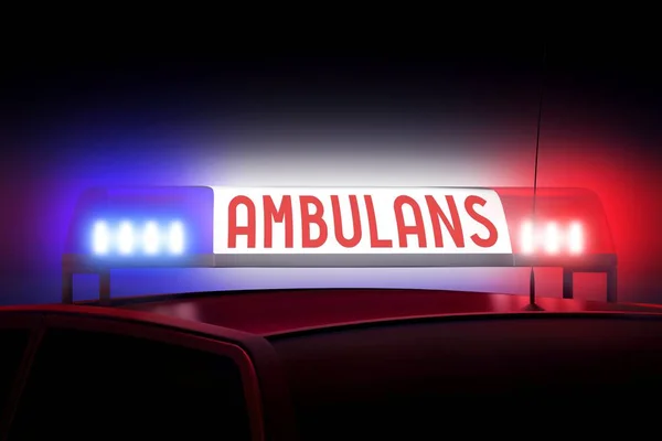 Światła Policyjne Niebieski Czerwony Ambulans Angielski Ambulans Polski — Zdjęcie stockowe