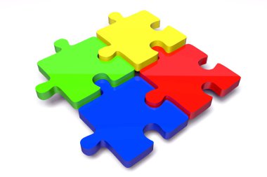 3D puzzle illüstrasyon