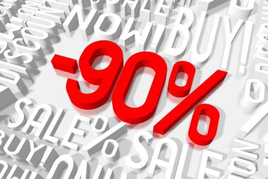 3D sale illustration: -90%