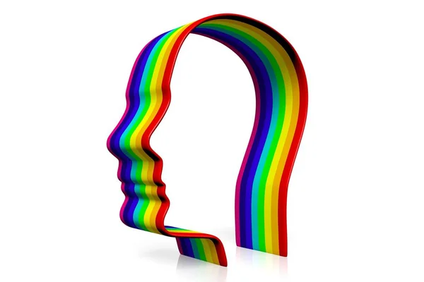 Head Shape Rainbow Illustration Isolated White Background — Stock Photo, Image