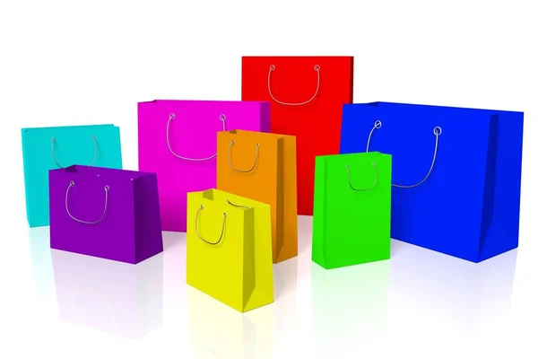 Renkli Alışveriş Torbaları Beyaz Arka Plan Üzerinde Izole — Stok fotoğraf