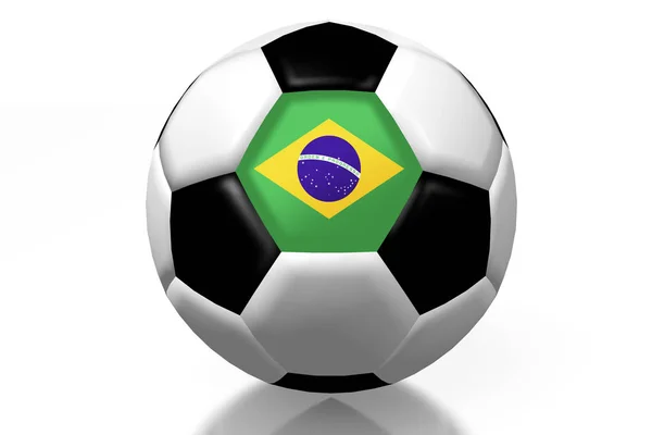 Soccerball Med Flagga Brasilien — Stockfoto