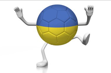 3D çizgi film karakteri futbol topu - Ukrayna ulusal bayrak