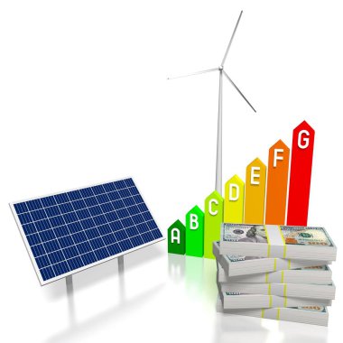 Yenilenebilir enerji kavramı - 3d çizim