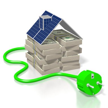 Güneş panelleri kavramı - 3d çizim