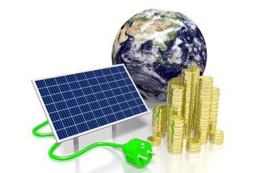 Dünya, güneş panelleri kavramı