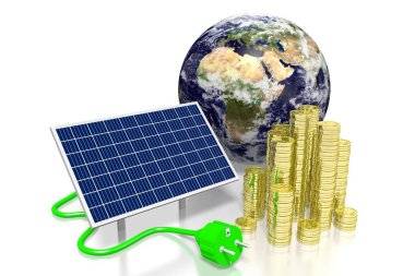 Dünya, güneş panelleri kavramı