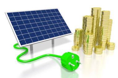 Güneş panelleri kavramı - 3d çizim