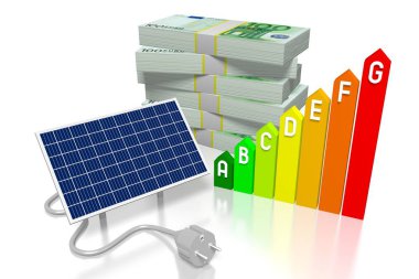 Güneş panelleri kavramı - 3d çizim