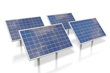 Güneş panelleri kavramı - 3d çizim