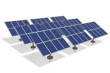 Güneş panelleri kavramı - 3d çizim