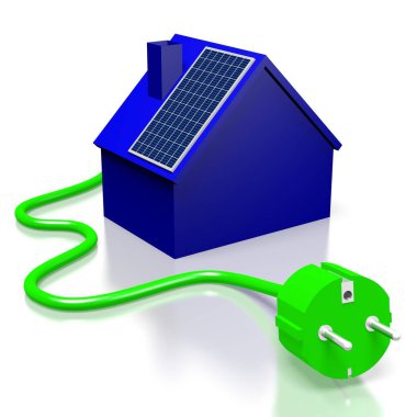 Güneş panelleri kavramı - 3d çizim