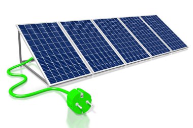 Güneş panelleri kavramı - 3d çizim