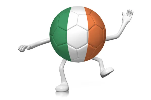 Cartoon Karakter Voetbal Nationale Vlag Van Ierland — Stockfoto