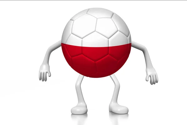 Футбольный Мяч Мультфильме Национальный Флаг Польши — стоковое фото