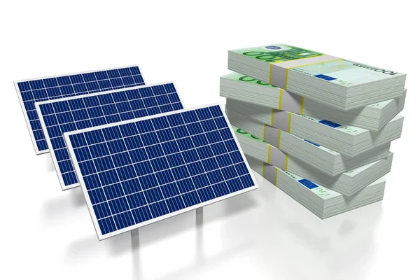 Geld Solarmodulkonzept — Stockfoto