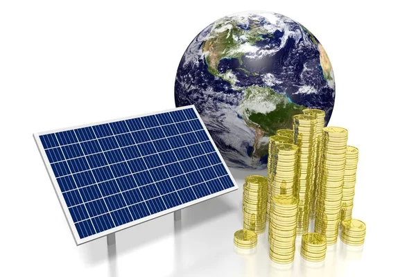 Země Koncept Solárních Panelů — Stock fotografie