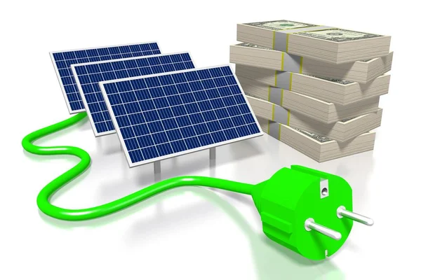 Geld Solarmodulkonzept — Stockfoto