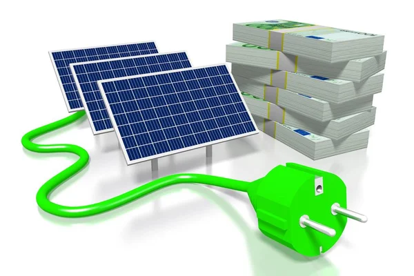 Dinero Concepto Paneles Solares — Foto de Stock