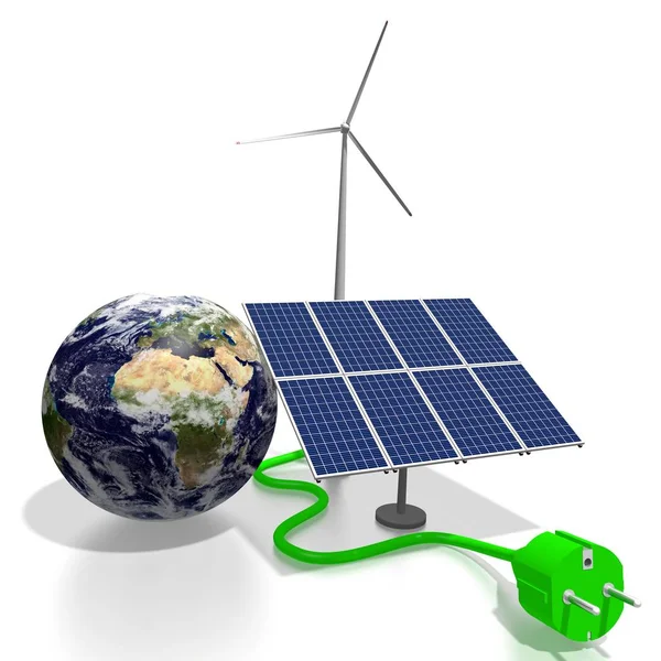 Ανανεώσιμες Πηγές Ενέργειας Έννοια Απεικόνιση — Φωτογραφία Αρχείου