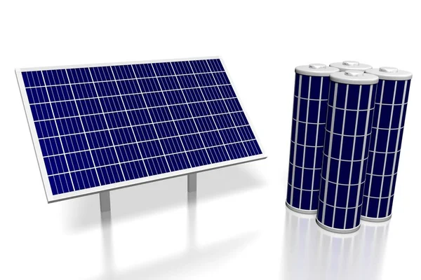 Bateria Conceito Painéis Solares — Fotografia de Stock