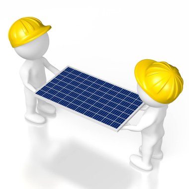 Güneş panelleri derleme - 3d çizim