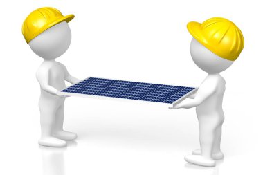 Güneş panelleri derleme - 3d çizim