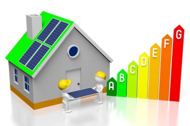 Güneş panelleri derleme - 3d çizim