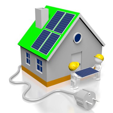 Güneş panelleri derleme - 3d çizim