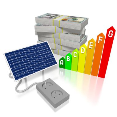 Güneş panelleri kavramı - 3d çizim