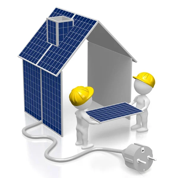 Solární Panely Shromáždění Ilustrace — Stock fotografie