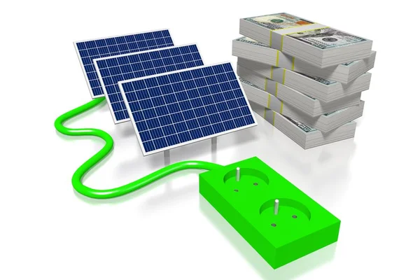 Dinero Concepto Paneles Solares —  Fotos de Stock