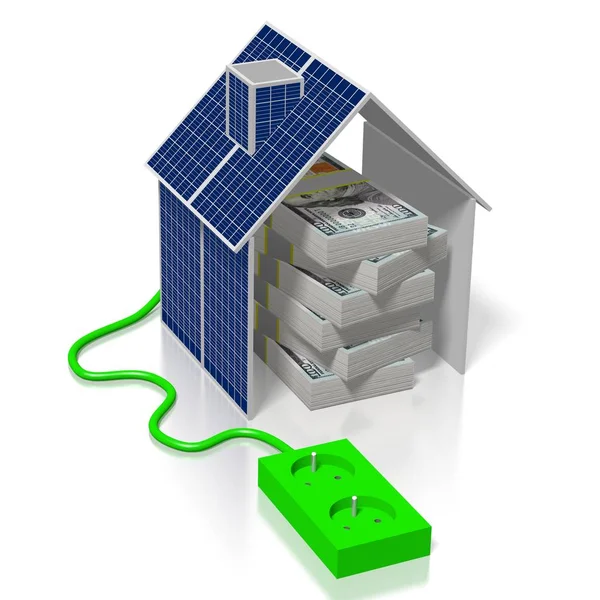 Dinero Concepto Paneles Solares —  Fotos de Stock