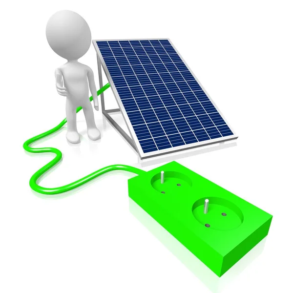 Zonnepanelen concept - 3d illustratie — Stockfoto