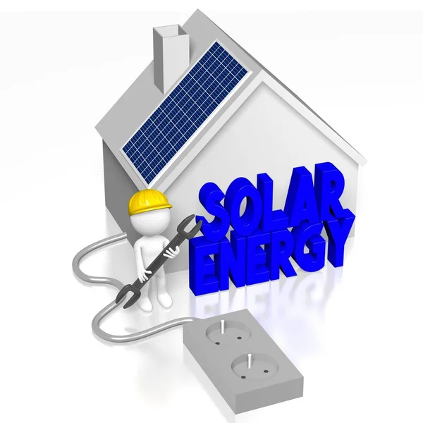 太阳能电池板组装理念 — 图库照片