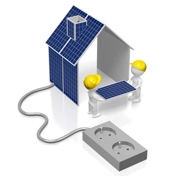 太阳能电池板组装理念 — 图库照片