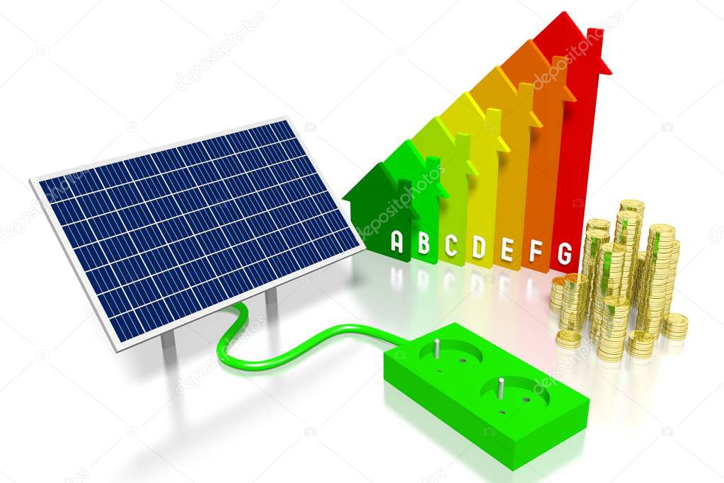 Solar panels concept - 3D illustration