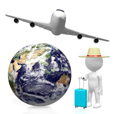 3D turist, seyahat kavramı