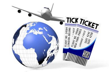 3D uçak seyahat kavramı