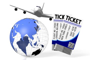 3D uçak seyahat kavramı