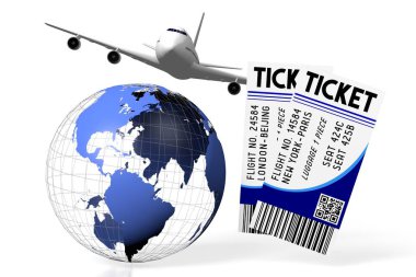 3D uçak seyahat kavramı