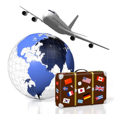 3D uçak seyahat kavramı