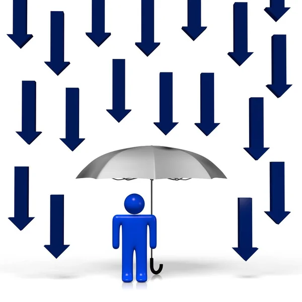 3D cartoon character, umbrella - insurance concept
