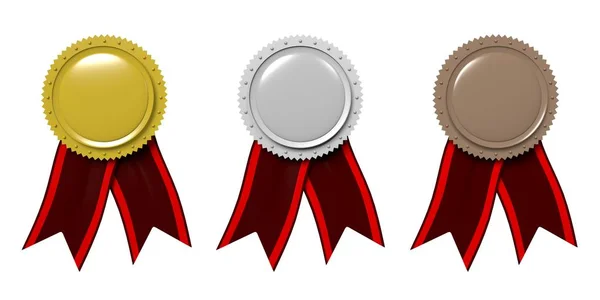 Drie Emblemen Badges Met Linten — Stockfoto