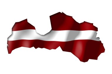 Letonya - ülke sınır şekli ve ulusal bayrak