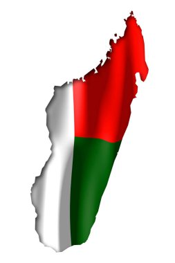 Madagaskar - ülke sınır şekli ve ulusal bayrak