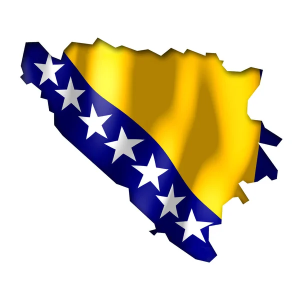 Bosznia Hercegovina Ország Határ Menti Alakja Nemzeti Zászló — Stock Fotó